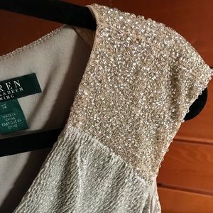 Ralph Lauren Evening Gown w/ Beaded Shoulders